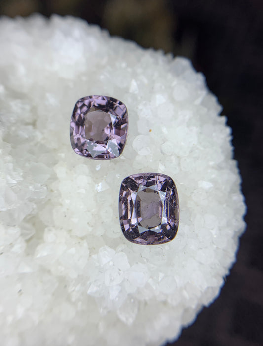 3.89 cts Grey Spinel Pair - Burma.